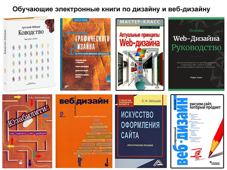 Коллаж с книгами по дизайну и веб-дизайну